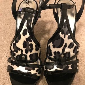 Velvet heart open toe heels